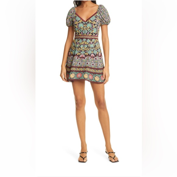 NWT! Alice + Olivia Dana Puff-Sleeve Flare Dress size 14 - Picture 1 of 16